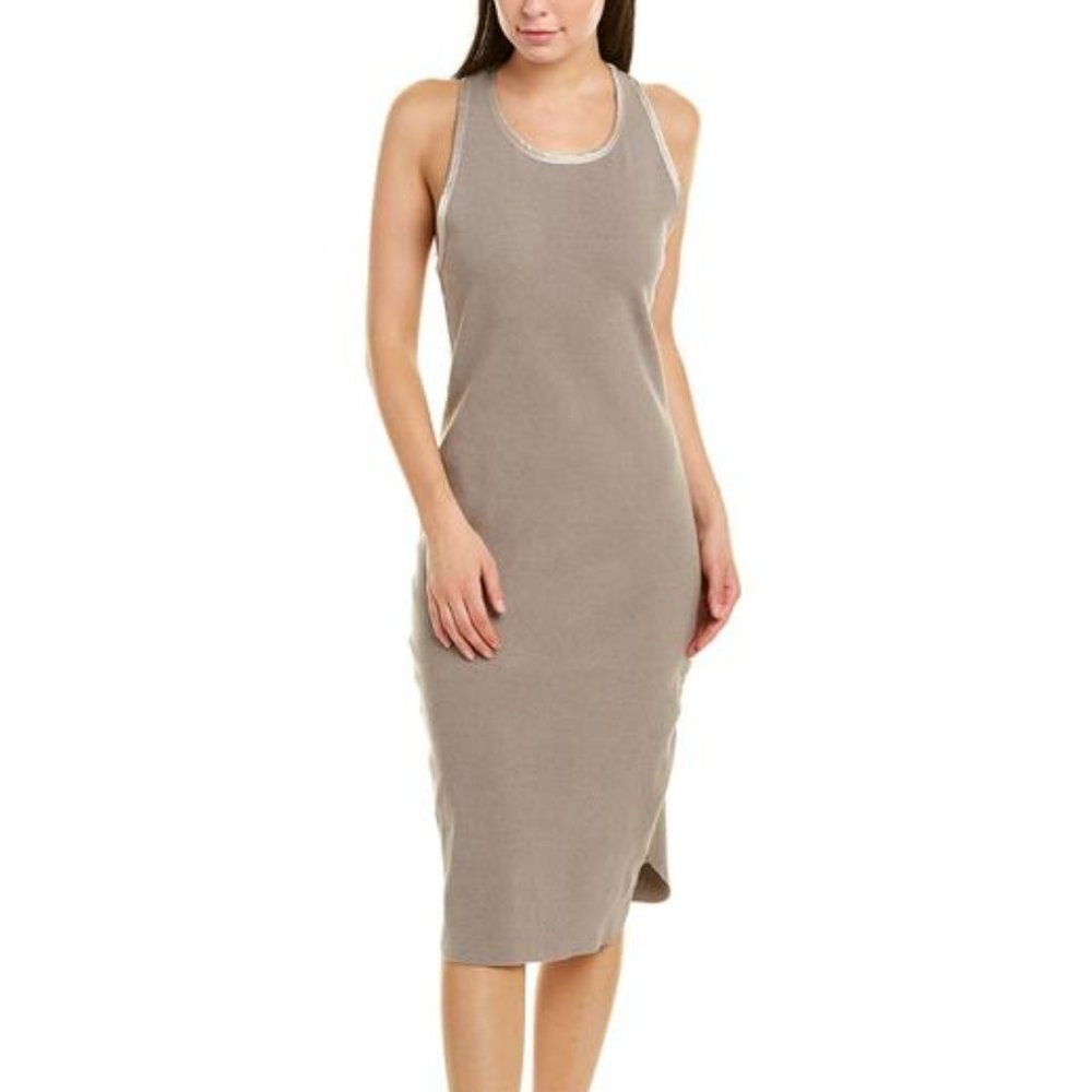 James Perse WLRK6410 Satin Trim Rib Knit Dress